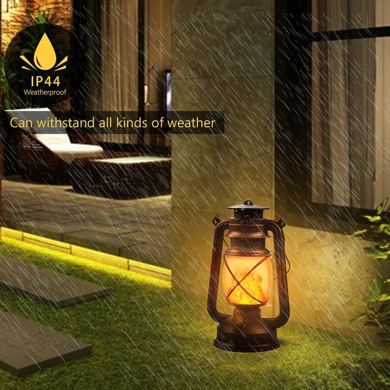 Marlrin Lantern LED Battery Powered Camping Lamp Outdoor Hanging Rechargeable Lantern Flickering Flame Retro Lanterns Remote Control 4 Modes Light Non-Solar 2 Pack - Image 3
